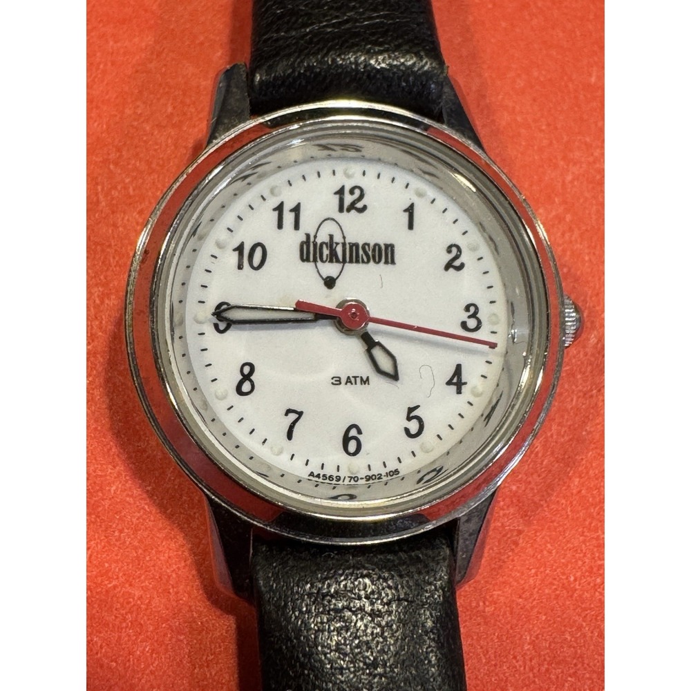 Dickinson Quartz Watch w/ Speidel Leather Strap,‎ Stainless Case, 3 ATM
